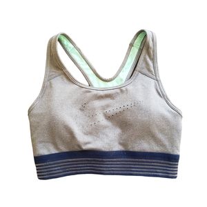 NIKE DRI-FIT Gray Heather Logo Racerback Sports Bra Women's Size Small